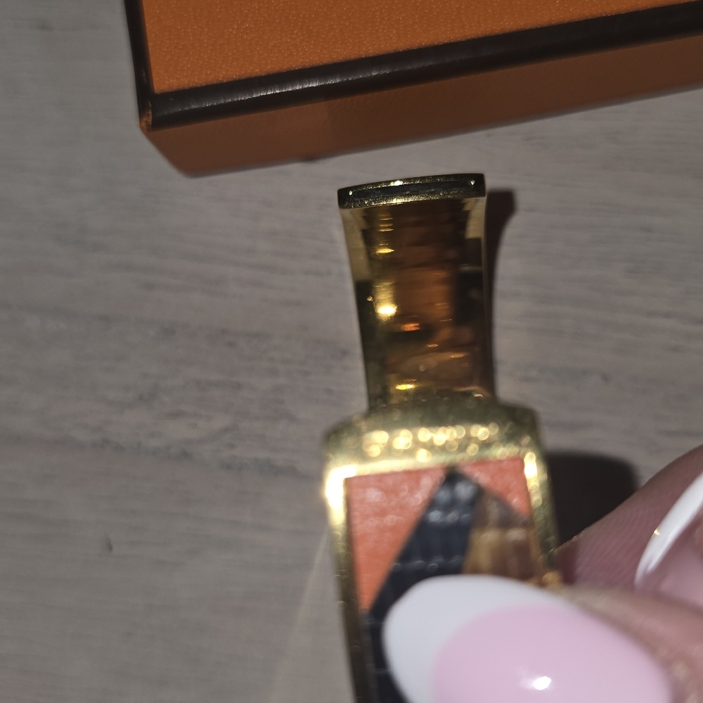 Hermes Gold Multicolor Patchwork Bangle Bracelet … - image 3